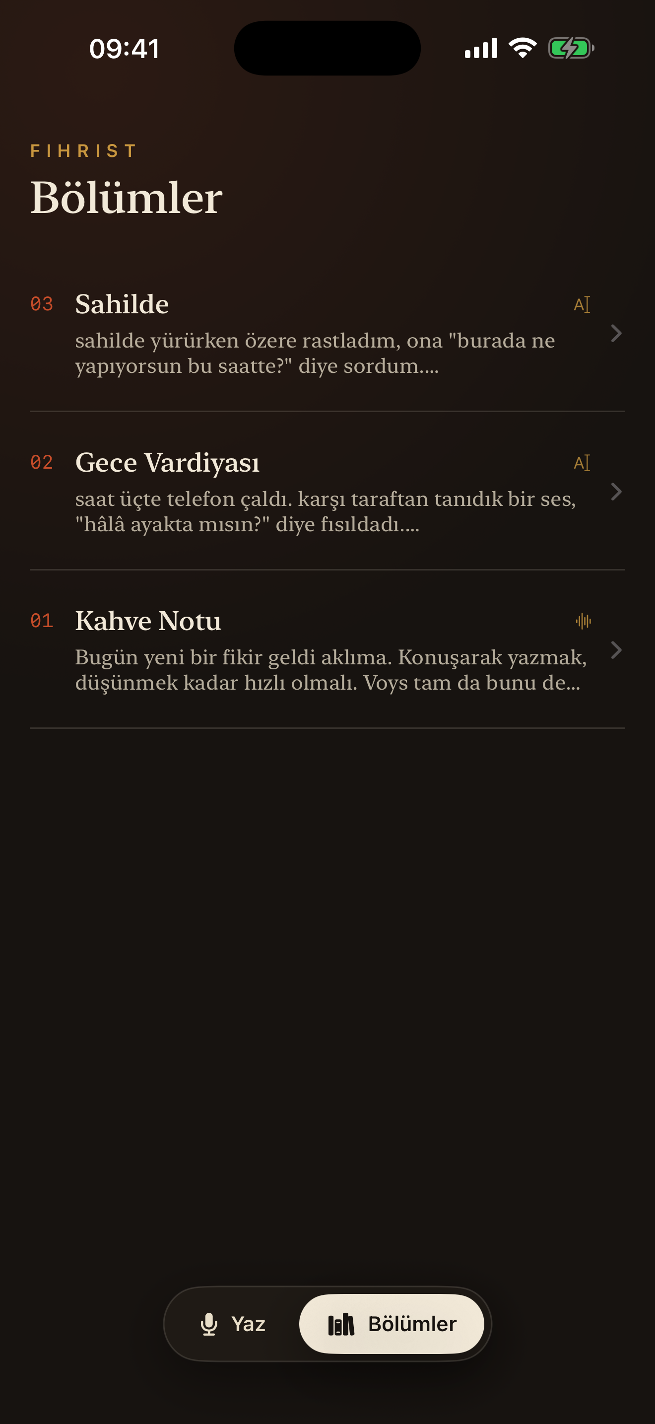 Bölümler listesi